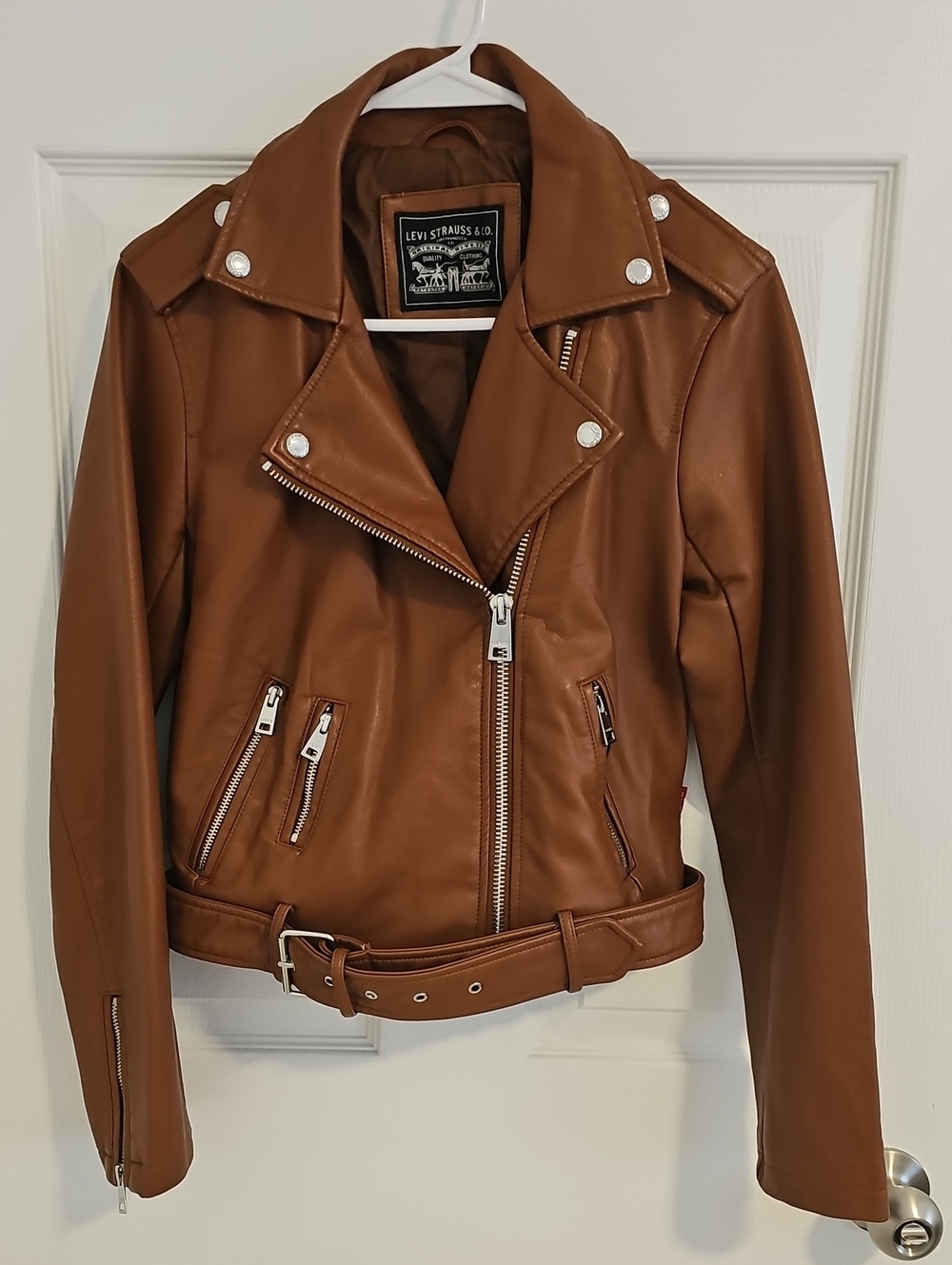 Levi's Women's Brown Faux Leather Moto Jacket Size XS